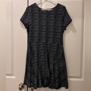 Madison Jules navy and white Aline tweed-style dress
